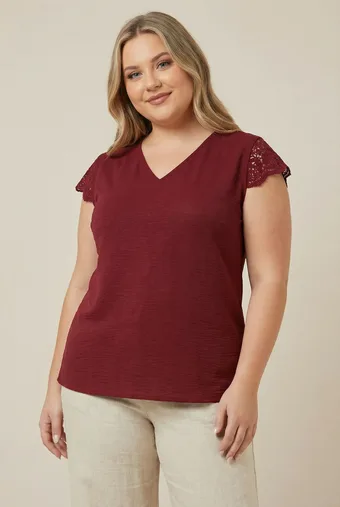 Bordo bluza s čipkom
