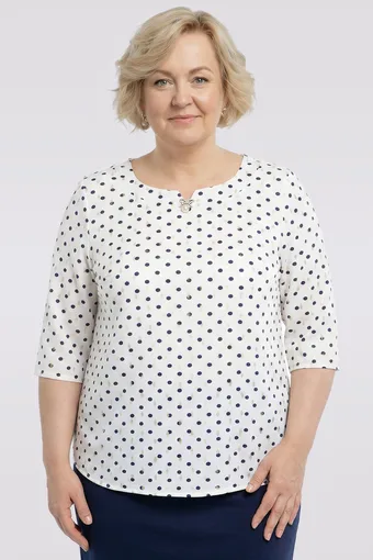 Tamnoplava bluza s uzorkom i ukrasom