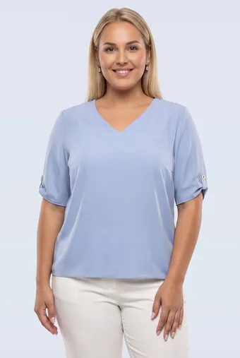 Svijetloplava bluza s V-izrezom