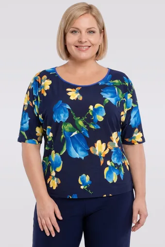 Tamnoplava bluza s bijelim točkicama
