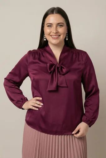 Bordo bluza s kravatom
