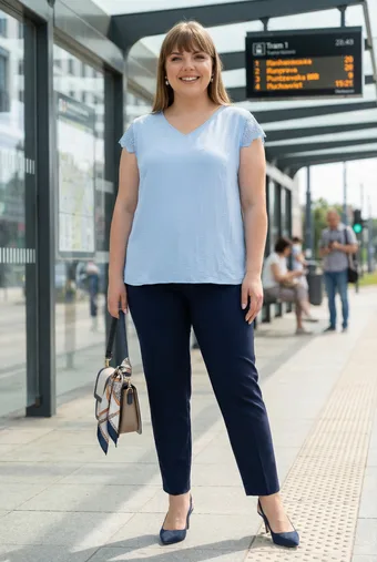 Plava bluza s čipkom
